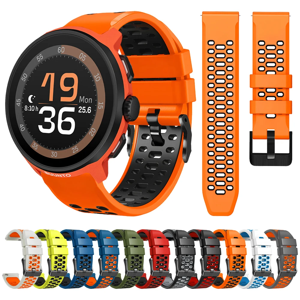 

22mm Silicone Wristband For SUUNTO RACE 2 S/Run/Ocean/Vertical Sport Two-Tone Strap For Suunto 5 9 Peak Pro Wrist Band Bracelet