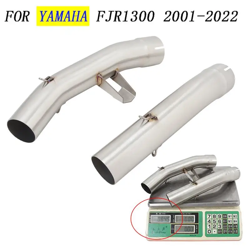 FOR YAMAHA FJR1300 2001-2022 Motorcycle Exhaust Pipe Mid Link Pipe Escape Muffler  Slip On Stainless Steel 51mm