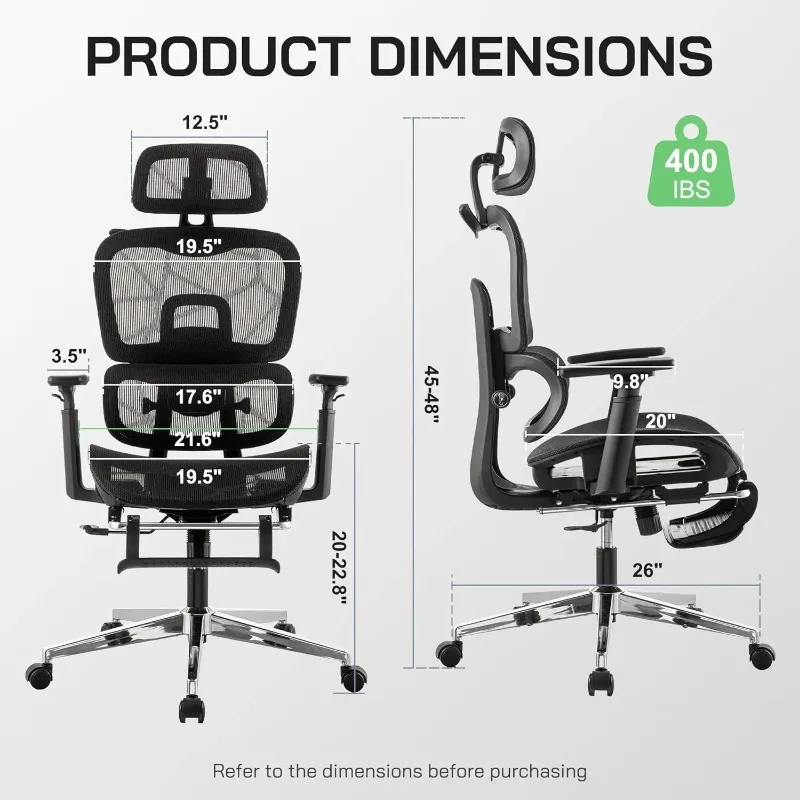 Mesh Ergonomic Office Chair,high Back Mesh Gaming Chair with Lumbar Support,adjustable Headrest and Armrests for Home Office Des