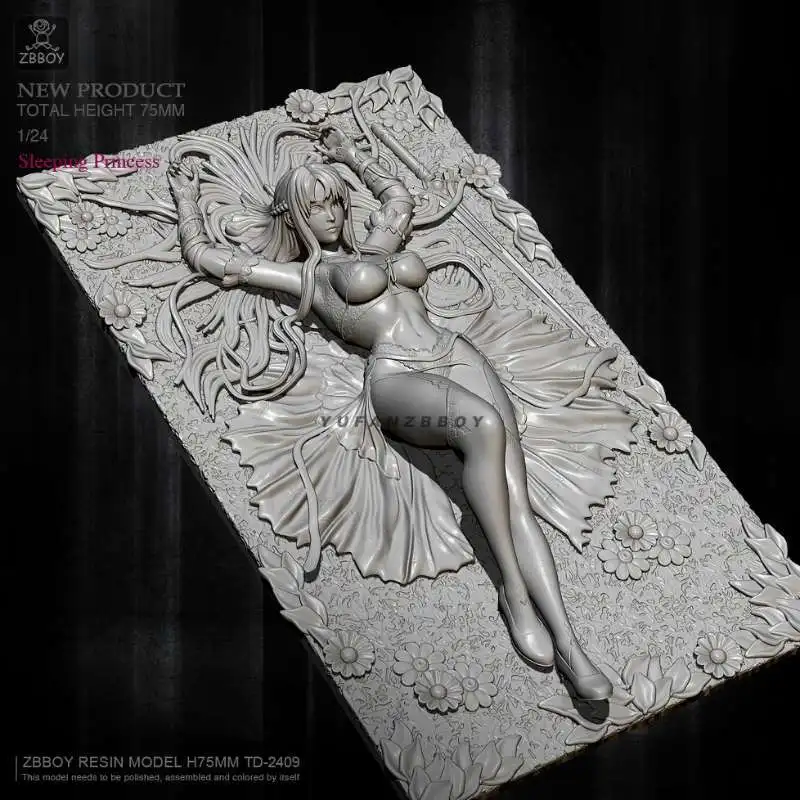 75mm 1/24 Princess Nightmare A Figurine Model of A Beautiful Woman White Model Assembly Model Resin Soldier DIY Coloring