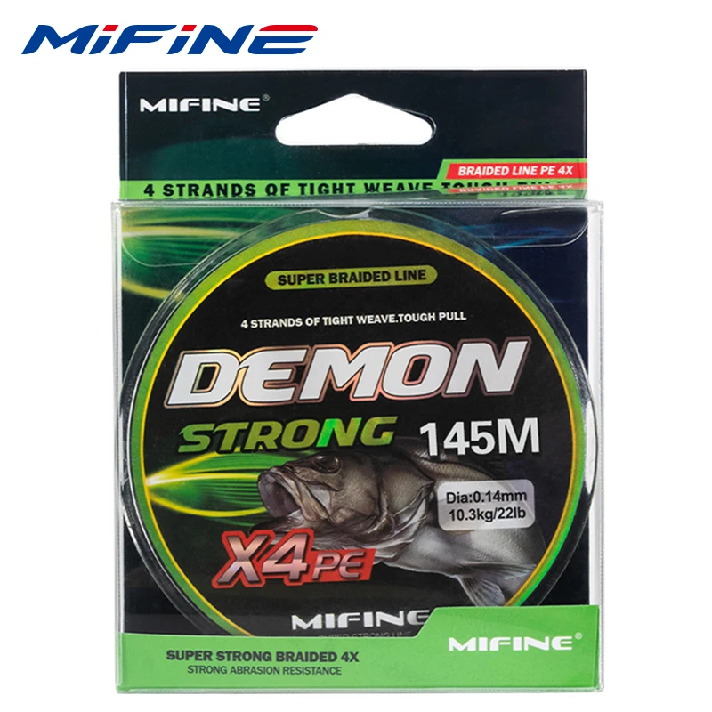 MIFINE DemonStrong 4X Fishing Line 300M 145M 100M 12LB-76LB PE Braided Leader Line Multifilament Carp Fishing Wire Accessories