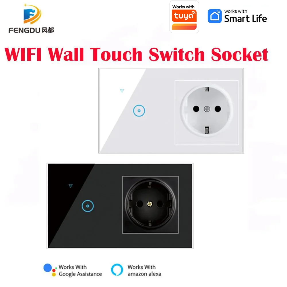 

Smart WiFi Touch Wall Timer Switch 1 2 3 Gang Light Switch EU Plug Electrical Socket Work with Tuya Google Home Alexa
