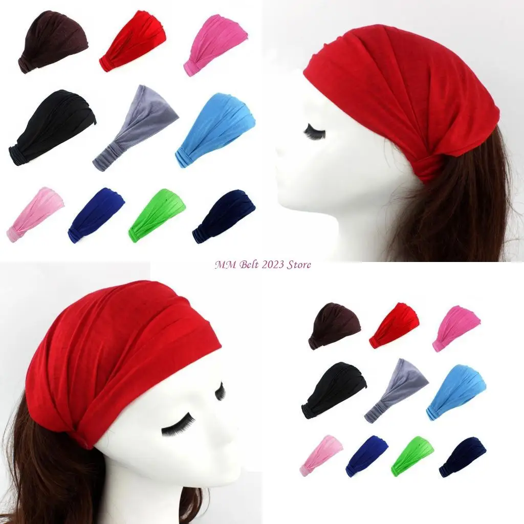 

49ME Fashion Ladies Cotton Hairband Headband Wrap Neck Solid Color for Head Scarf 3 i