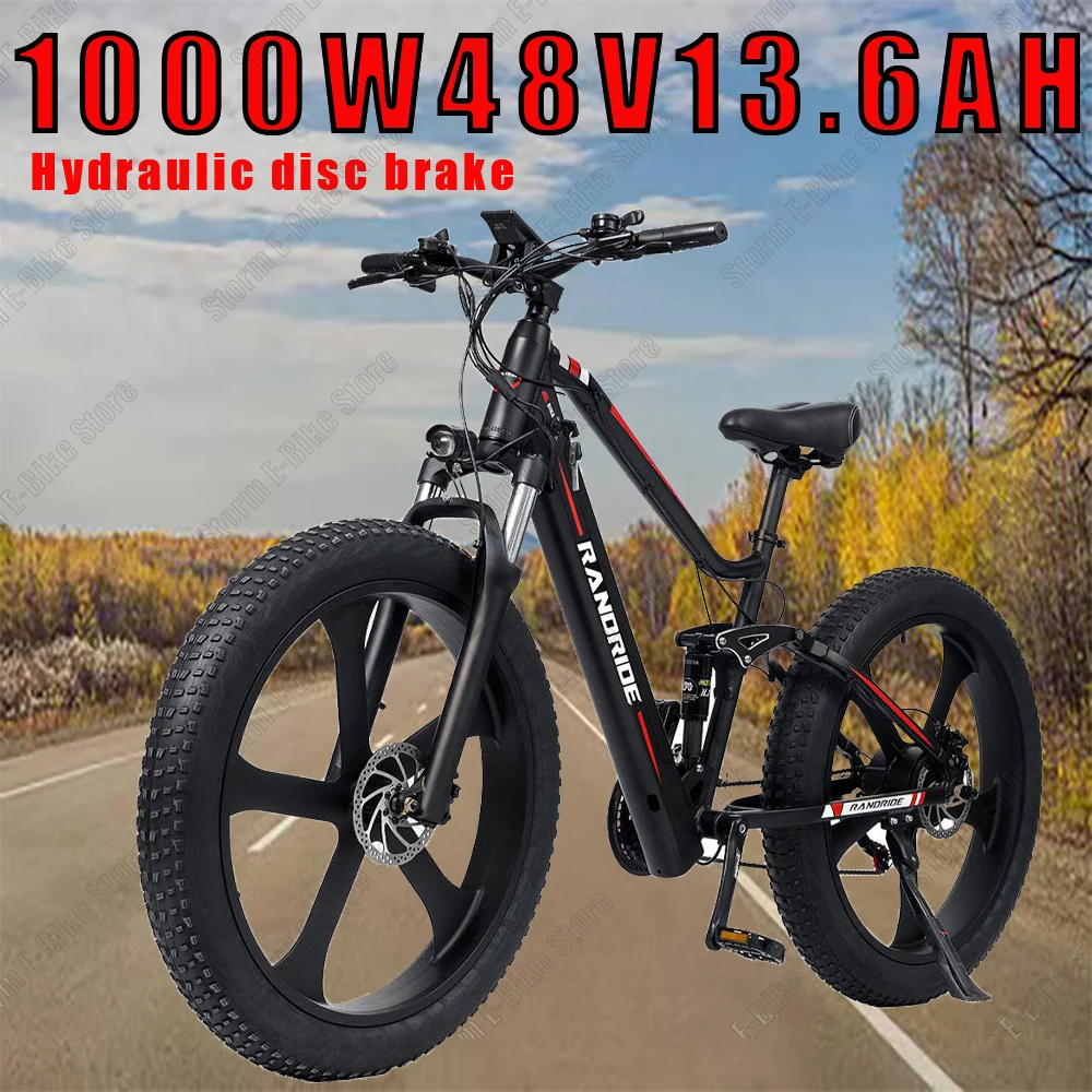 

Mountain Electric Bicycle1000W Motor 48V13.6AH lithium Battery Urban Electric Bicycle27.5 inchesTires Off-road Electric Bicycle
