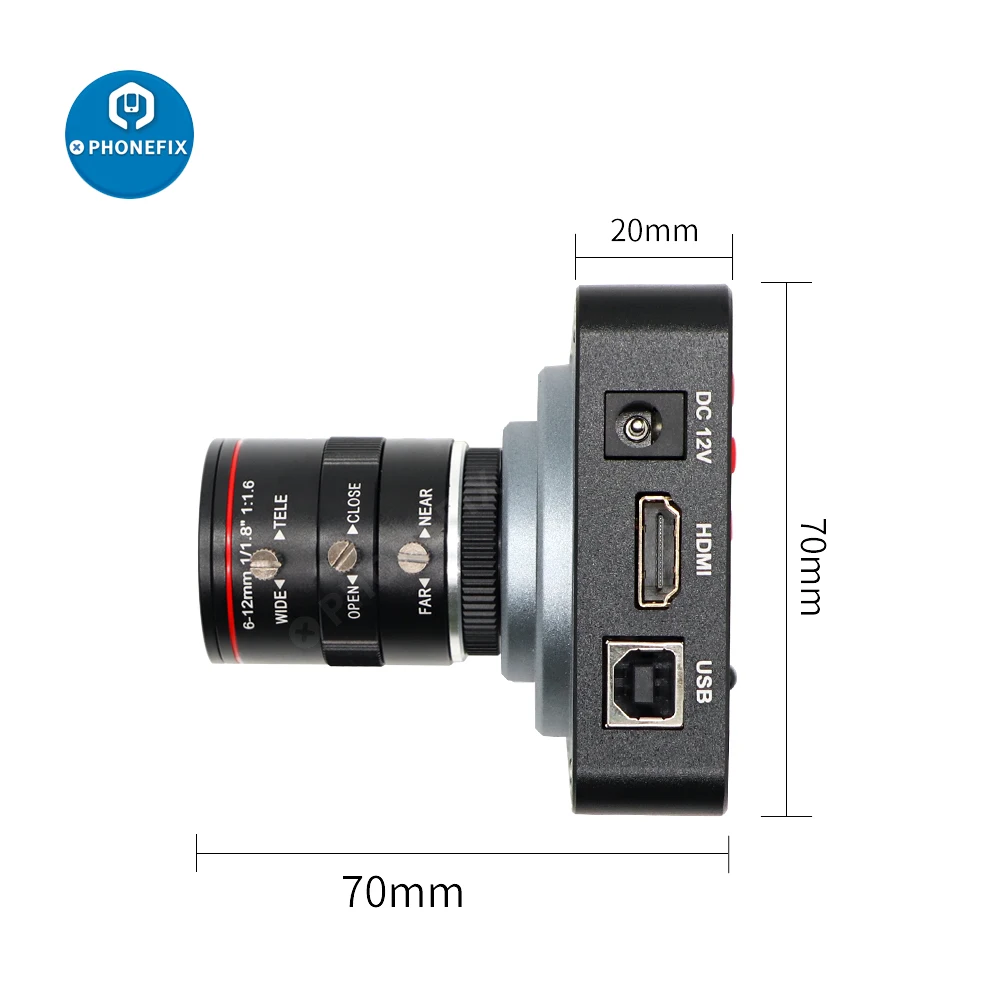 38MP HDMI Camera 1080P 3800W HD 60FPS 2K Industry C/CS-Mount Camera Live Streaming Webcam with 6-12mm or 6-60mm Varifocal Lens