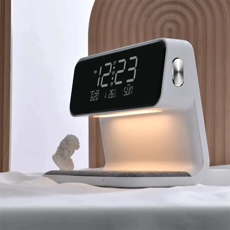 

Wireless Charging LCD Alarm Clock Wireless Phone Charger Creative 3 in 1 Bedside Lamp For Iphone