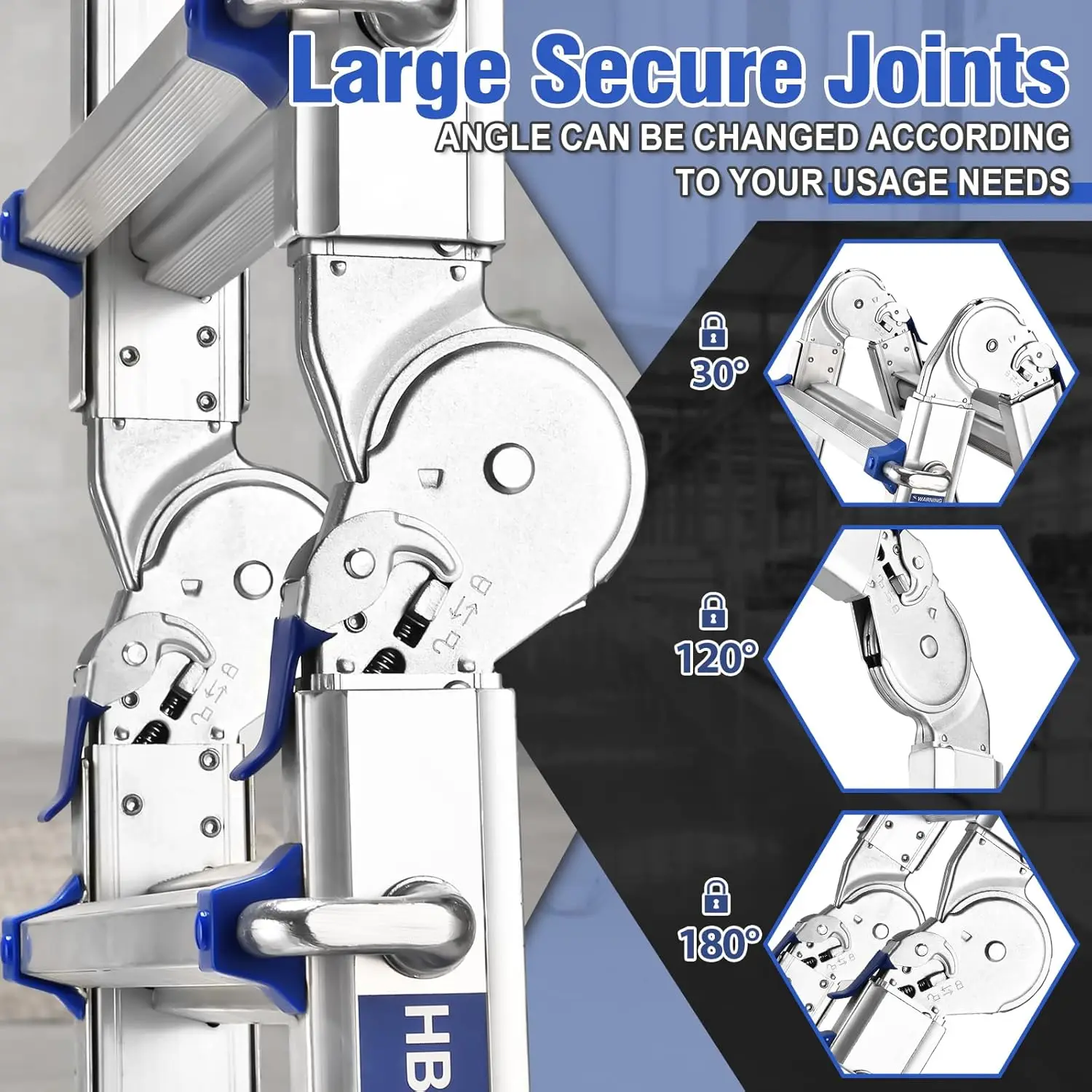 Ladder, A Frame 6 Step Extension Ladder, 22 Ft Multi Position Ladder with Removable Tool Tray and Stabilizer Bar, 330 lb