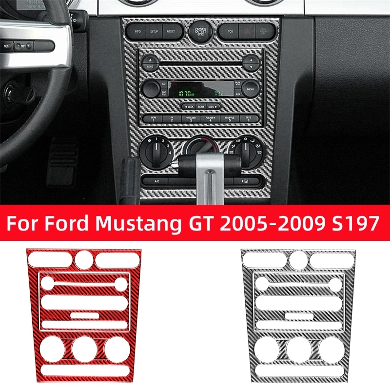 لفورد موستانج GT 2005-2009 S197 اكسسوارات ألياف الكربون الداخلية سيارة مركز وحدة التحكم CD لوحة ملصق غطاء إطاري ملصق مائي