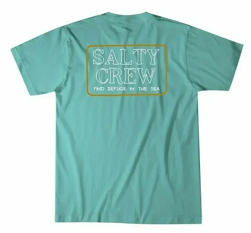 Salty Crew Tee Shirt Stacked S/S Men's Premium Green Large White Cotton LL24 NWT