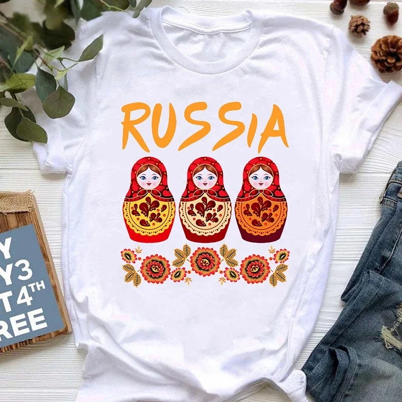 Matryoshka Doll T Shirt  2023 Funny Summer Fashion Tshirt  Russian Doll T-Shirt Women White Casual T Shirt Female Harajuku Shirt