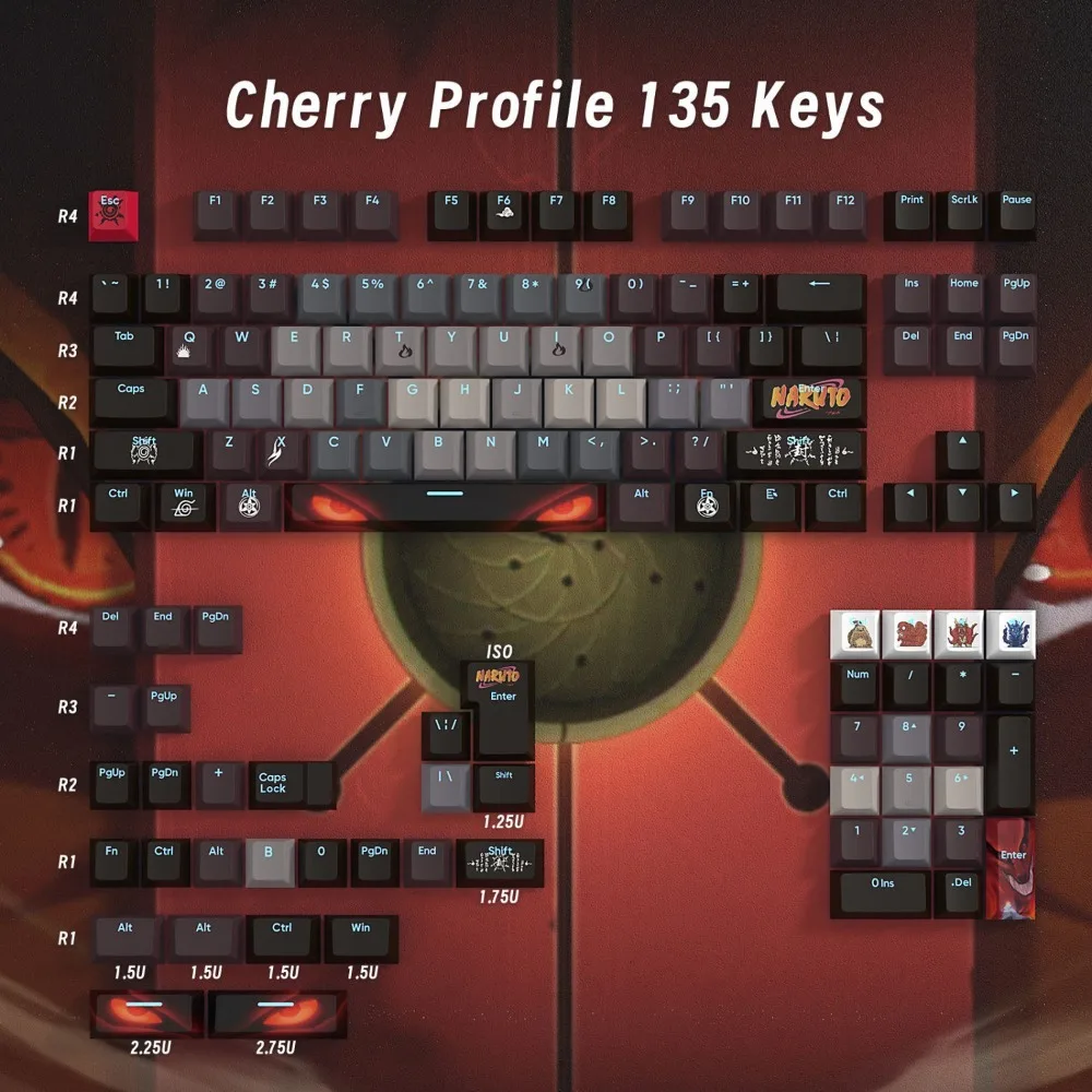 108 135 Toetsen Keycaps Cherry Hoogte PBT Thermische Sublimatie DIY Voor 61 64 68 75 96 104 108 Toetsen Mechanisch Toetsenbord