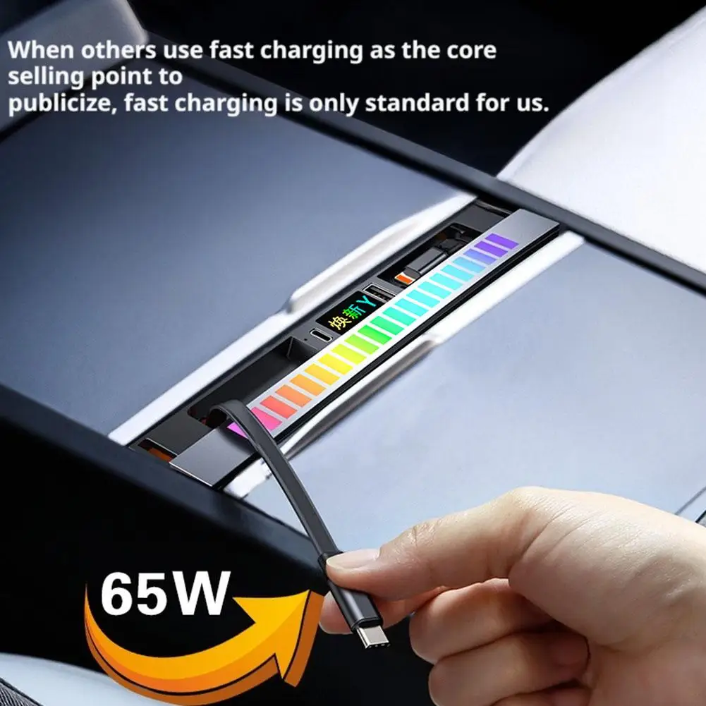 ل تسلا نموذج Y جونيبر هايلاند 2025 منافذ USB محطة متعددة RGB قابل للسحب كابل لرسو السفن محور شاحن ضوء Y2G9