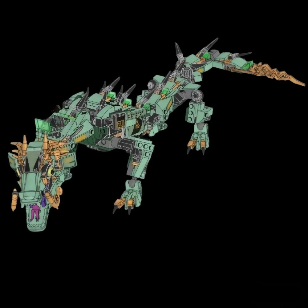 Set di blocchi da costruzione Flying Green Mechanical Dragon 70612 adatti per regali di Natale compatibili con particelle Legoed, 544 pezzi.
