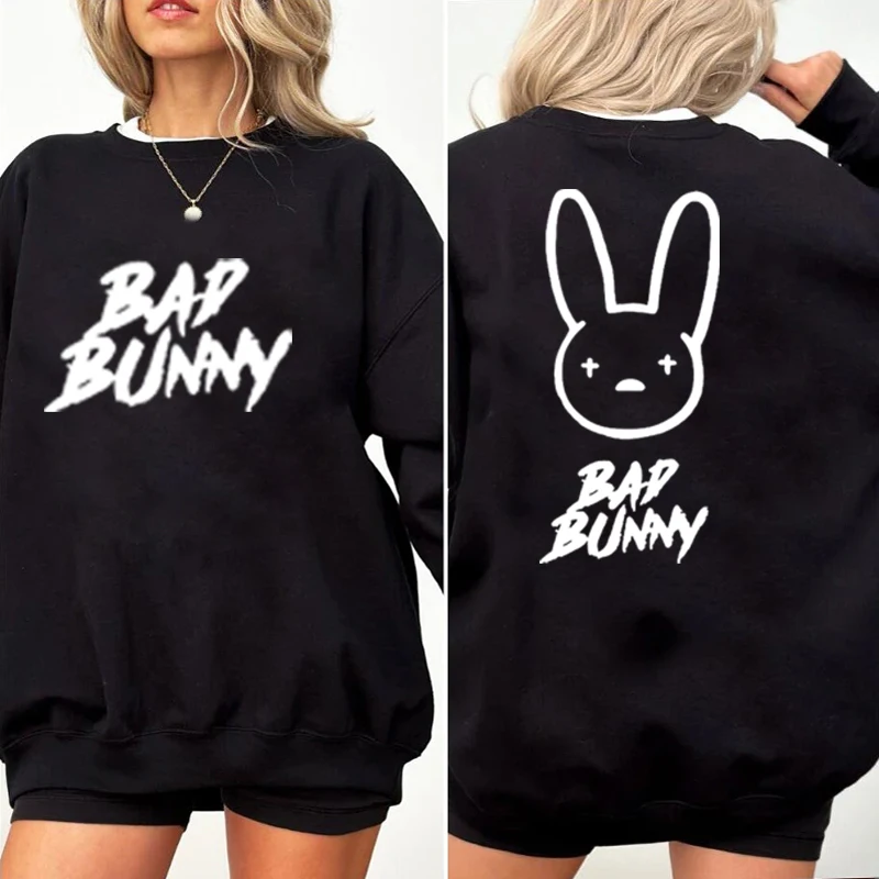 Bad Bunny Crew Neck Sweatshirt for Men and Women  Hip-Hop Bunny  Fashionable Pullover, Rap Album  Fan Gift  Oversized Sweatshirt