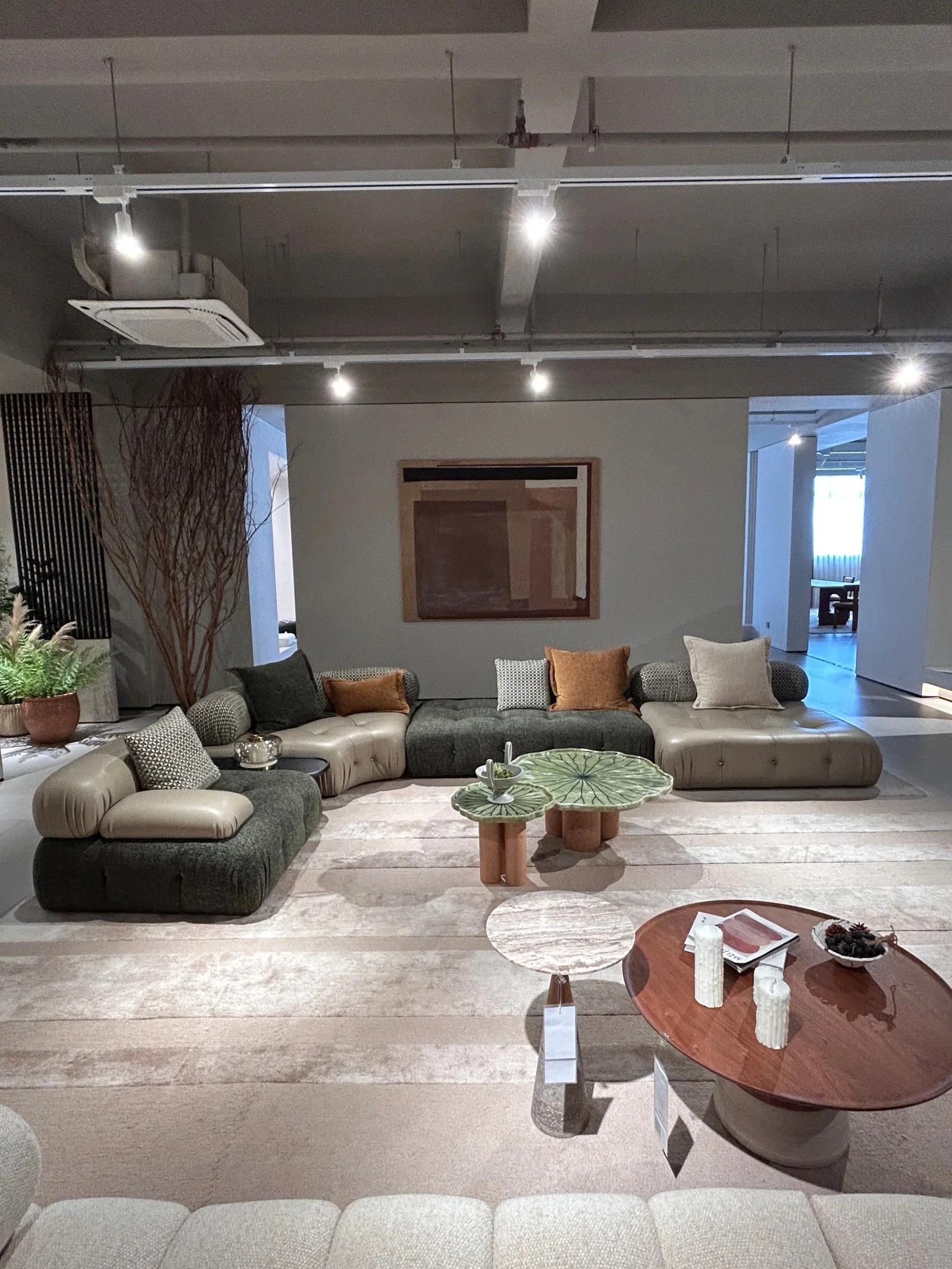 Olive Green Chenille Modular Sofa Set Tufted Cushions Bolster Armrest Floor Style Deep Seat Oversized For Living Room Villa Home