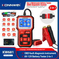 2025 KONNWEI KW681 6V 12V Car Moto Battery Tester Professional OBD2 Auto Diagnostic Tool 2 in1 2000 CCA Car Diagnostics Scanner
