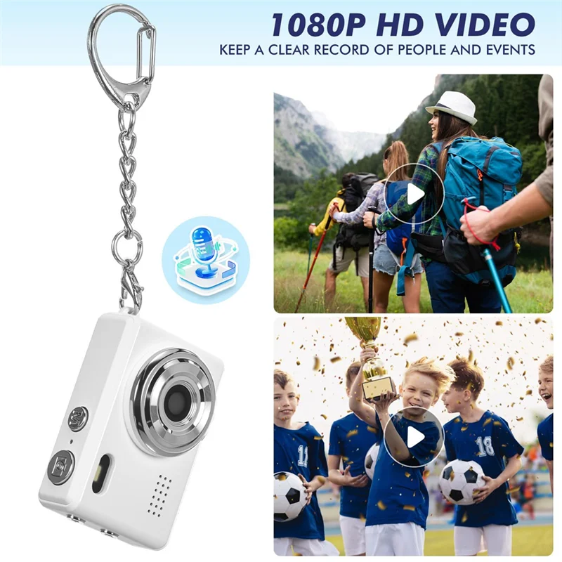Qy-Keychain 1080P كاميرا رقمية صغيرة 0.96 بوصة كاميرا فيديو CCD محمولة للطلاب أثناء السفر وتسجيل الدراسة باللون الأبيض #4