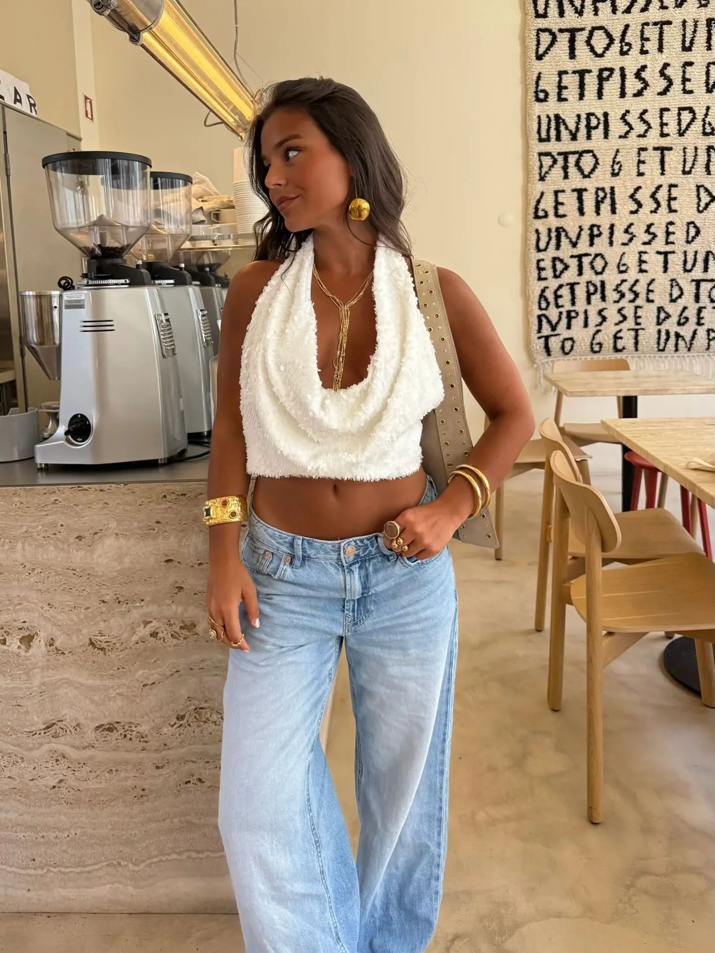 2025年新作 ホルターネック スリムフィット エレガント ファッション 細見え ビーチ バケーションスタイル タンクトップ