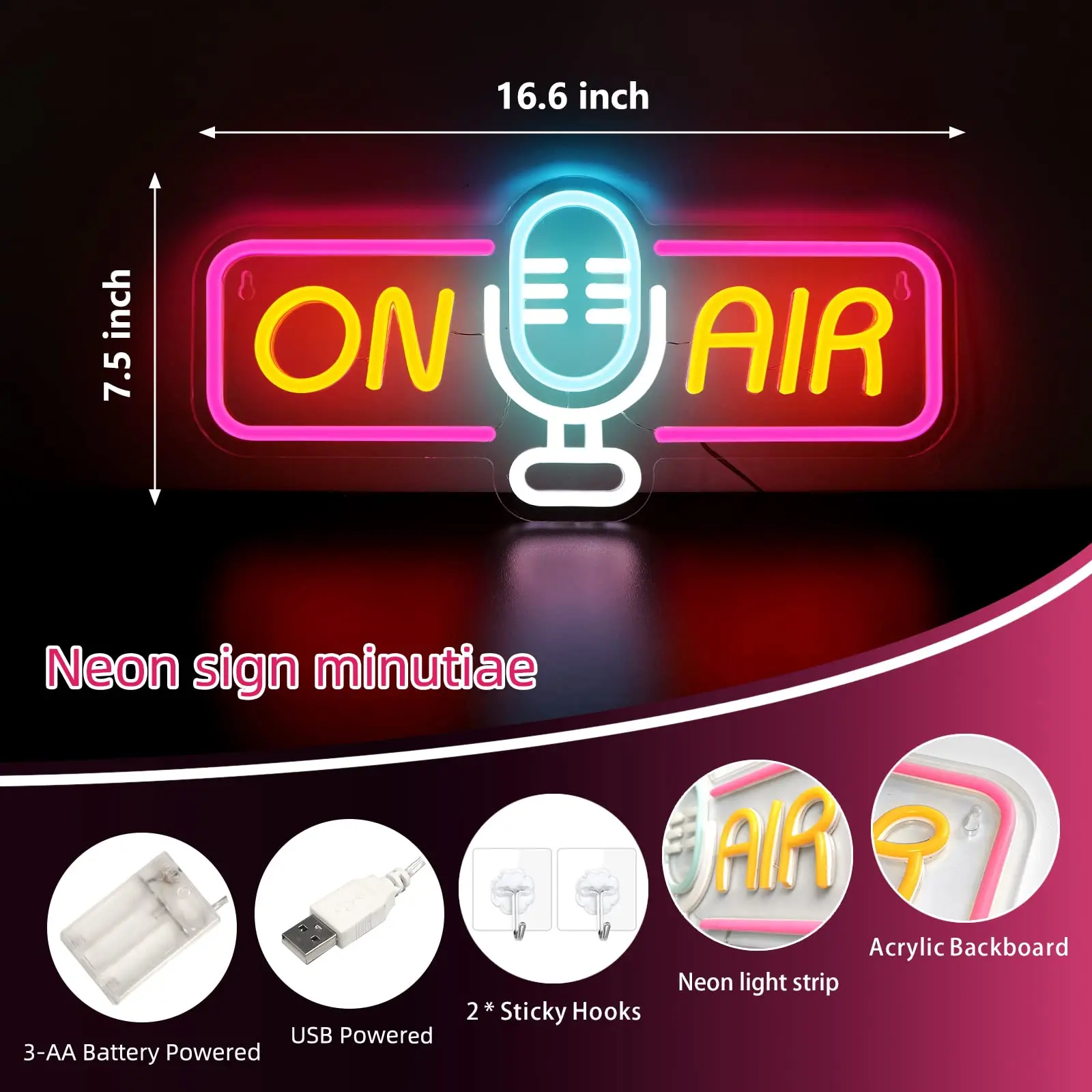 

USB Powered On Air Led Light Sign, Recording Light Sign for Live Room, Game Room, Broadcasting Room, Music Studio, Bedroom