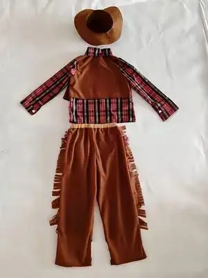 Kids western cowboy costume set, wild west outfit with hat for party, cosplay and role play view 2