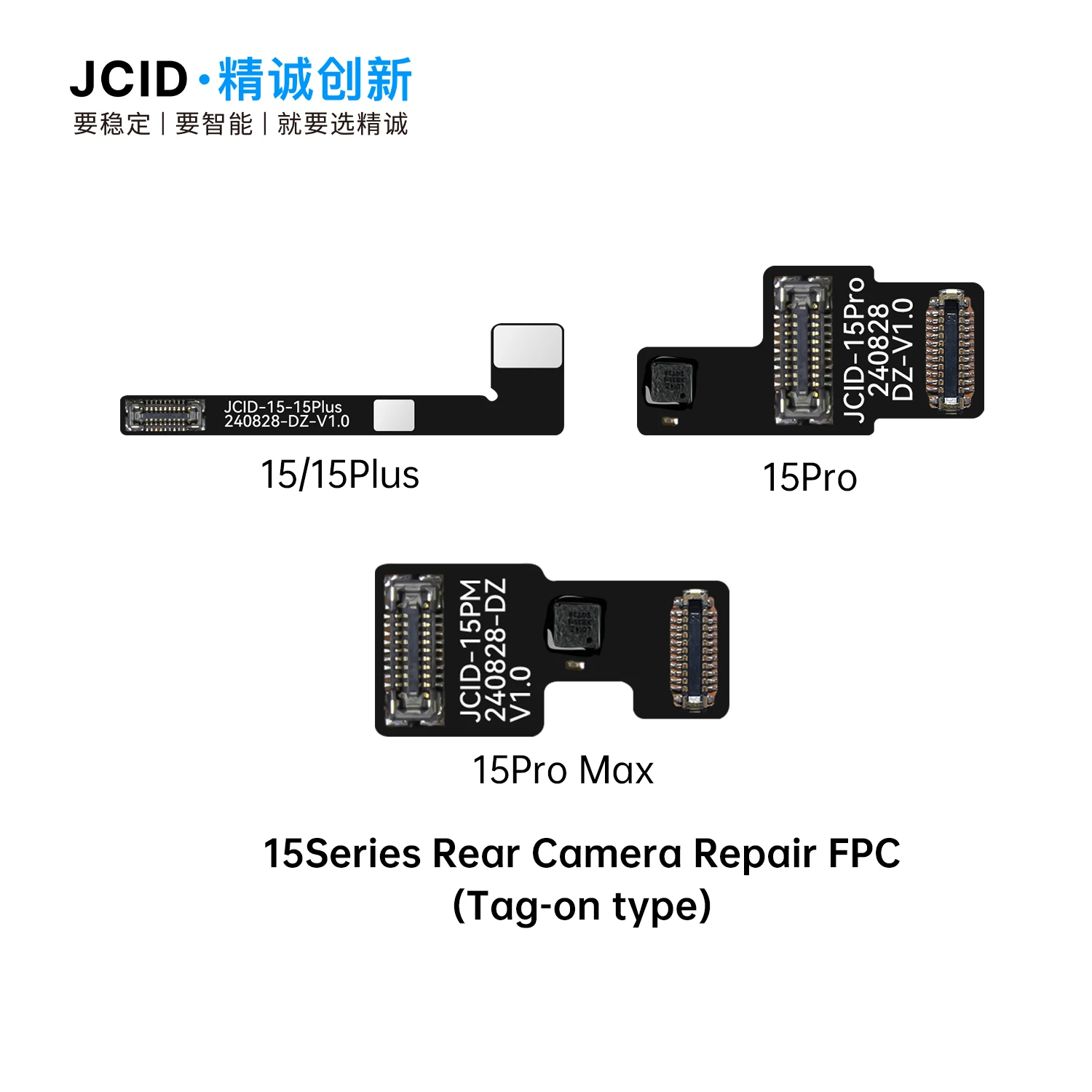 JC V1SE Tag-on ซ่อมกล้องด้านหลัง FPC FLEX CABLE สําหรับ iPhone 12 13 14 15 PRO MAX แก้ปัญหา POP-UP Non-ถอดบัดกรีฟรี