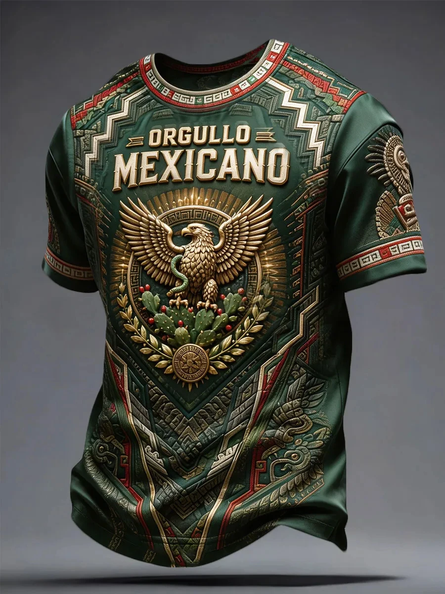Aztec Warrior Mexico Graphic Shirt Men Women 3D Printed Cultural Artwork Tee Short Sleeve Casual Streetwear Top Quick Dry Summer