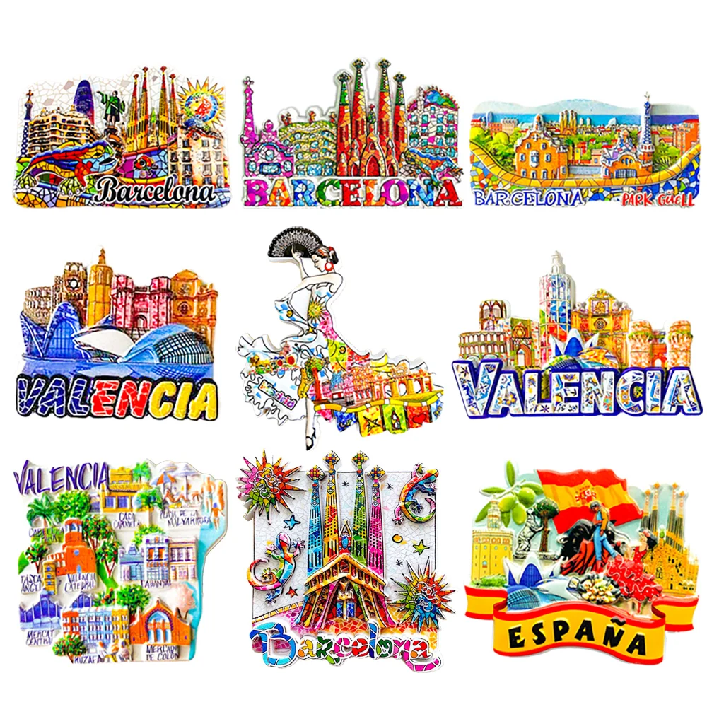 Imanes 3D de Lugares Emblemáticos Culturales de España, Recuerdos Magnéticos de Barcelona y Madrid para Entusiastas de los Viajes, Regalo Coleccionable Perfecto