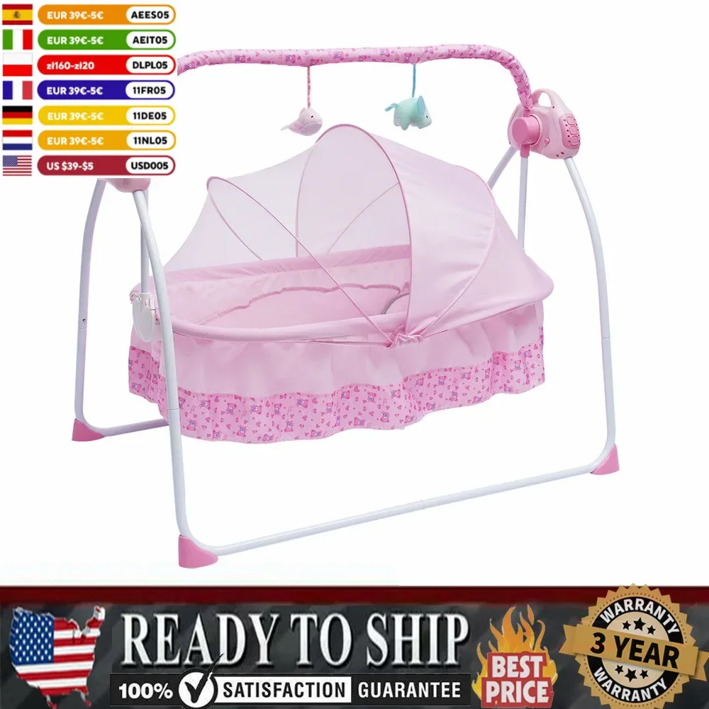 Electric Baby Cradle Swing Sleeping Rocking Basket Bassinet Newborn Crib Bed  W/ MP3 Music Soothing Artifact Bassinet