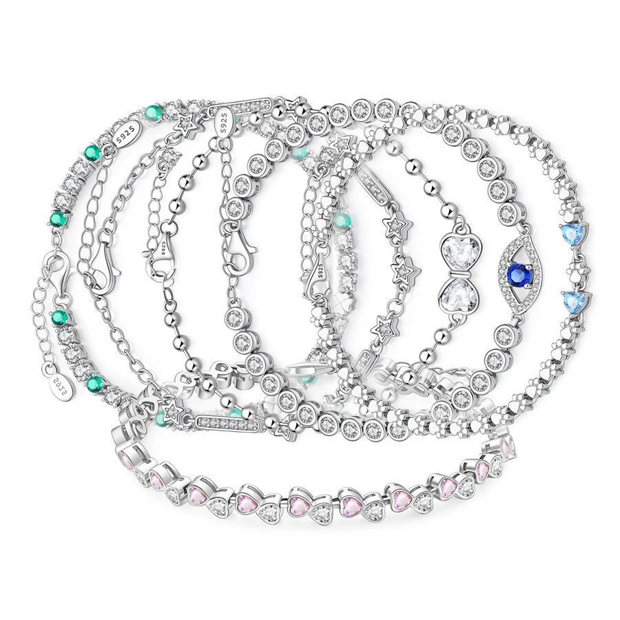 

Новые браслеты из серебра 925 пробы: оригинальные браслеты-бантики, с кошачьими лапками, звездами, в форме сердца, подходят для DIY-шармов и бусин, подарок на день рождения