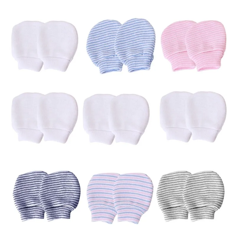 2pcs Cotton Baby Mittens Newborn Infant Anti-eat Hand Anti-Grab Face Protection Gloves Boy Girl Mitten Kid Accessories 0-12Month