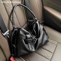 Medium-sized Motorcycle Shoulder Crossbody Bags For Women 2025 New Lychee Pattern Soft Vegan Leather Big Capacity Shopper Totes