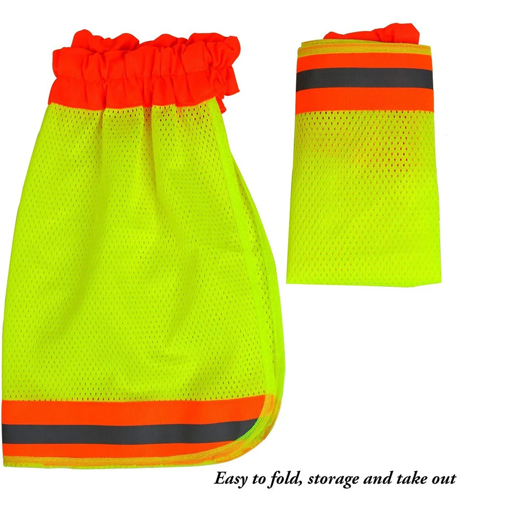 

2pcs Mesh Sun Shade Protector Hat Cover Foldable Reflective Stripe Neck Shield for Hard Hats Outdoor Safety Gardening Hiking