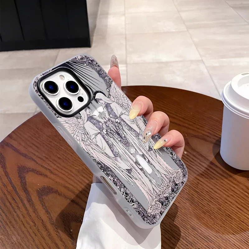 

Магнит Mystique модный красивый чехол для телефона с узором статуи ангела для IPhone 16, 15, 14, 13, 12, 11 PROMAX силиконовый чехол для телефона