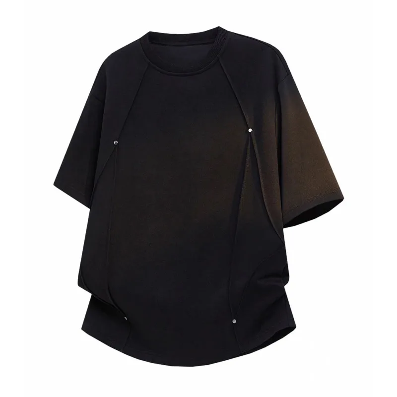 Summer Short Sleeved T-shirt Men Retro Suede T-shirt Men Streetwear Hip-hop Loose Black White T Shirt Mens Top Large Size 4XL