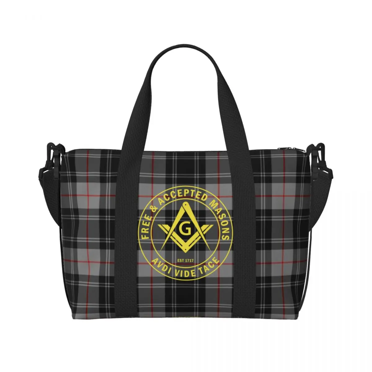 Custom Free Accepted Masons Masonic Freemason Tote Bag Women Large Capacity Beach Gym Shoulder Travel Bag