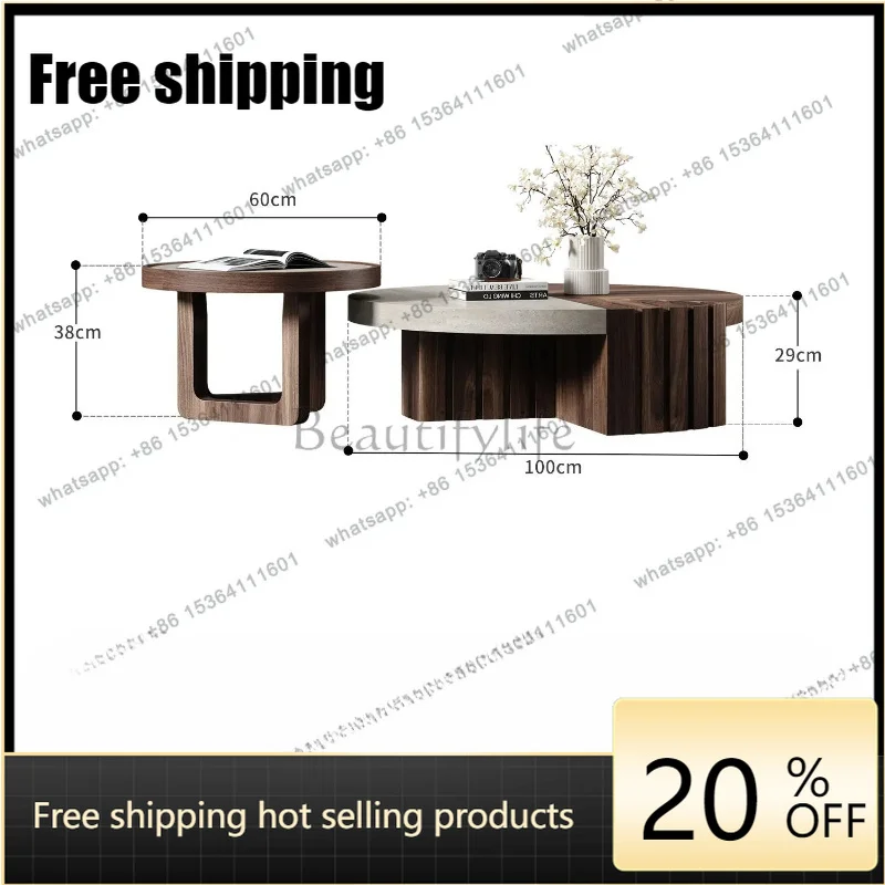 

xx Living room home 2026 new designer walnut antique travertine coffee table