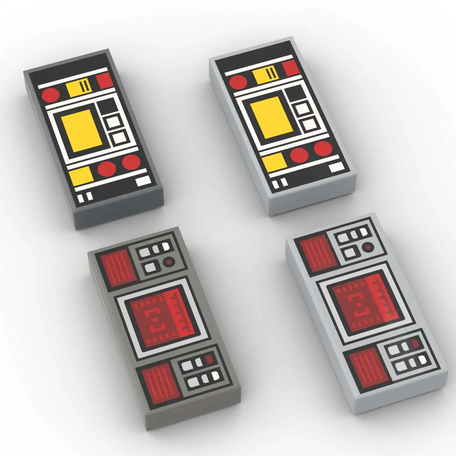 3069pb0777 p68 printed building block deep red target screen pattern machine model accessory small particle toy