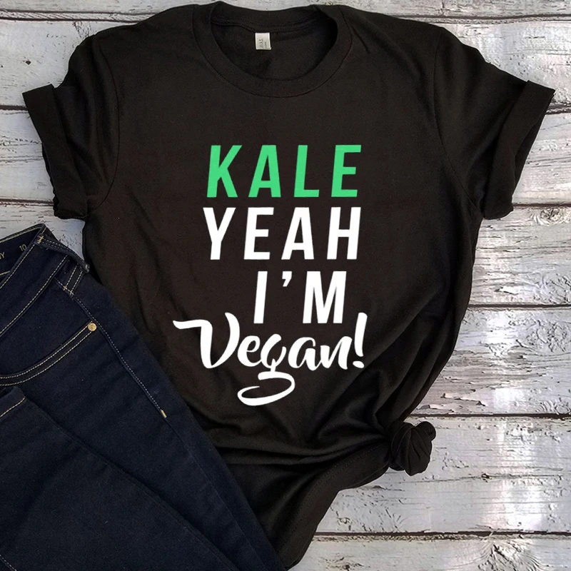 I'm Vegan Tshirt Women Vegetarian Clothing Streetwear Green Food Tops Harajuku Summer Tees Clothes Women Classic XL