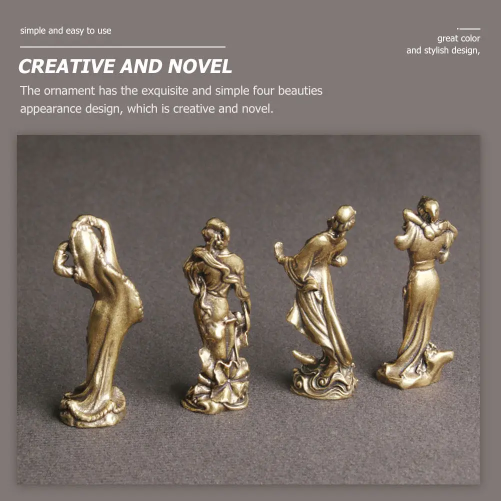4pcs Brass Desktop Ornaments for Women – Elegant Indoor Decor, Compact & Stable Base, Fine Craftsmanship