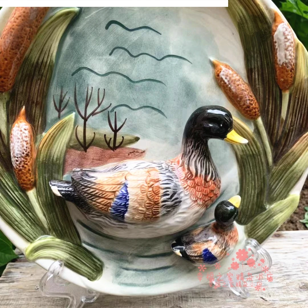 3D Duck Animal Decorative Wall Dishes Porcelain Plates Home Decor Crafts Room Decoration Accessories Figurine