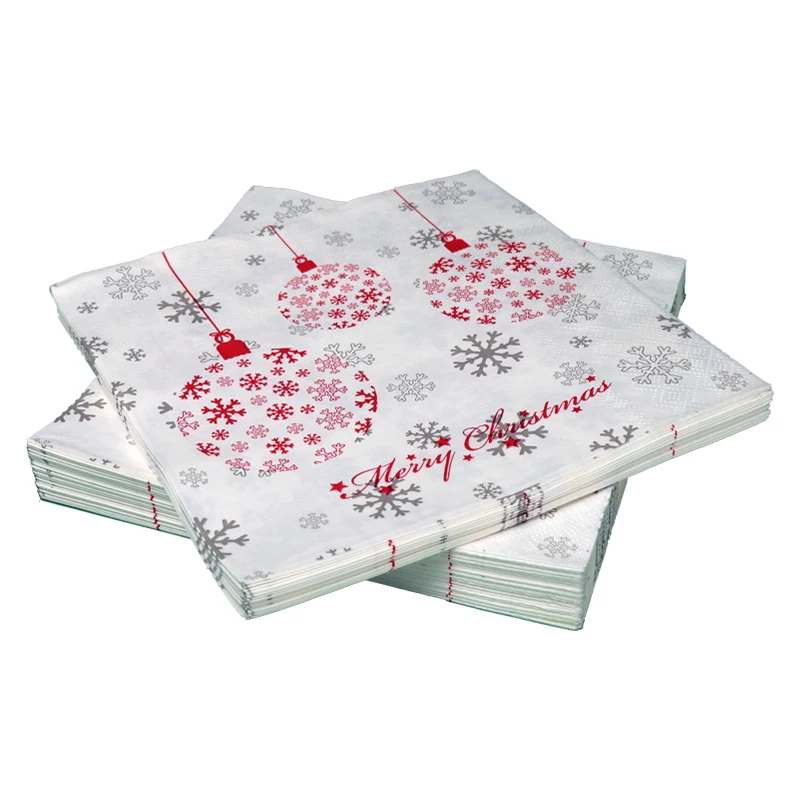 

50 pieces per pack 3layers thickening colored printed paper napkins christmas party tissues 33*33cm square disposable napkins