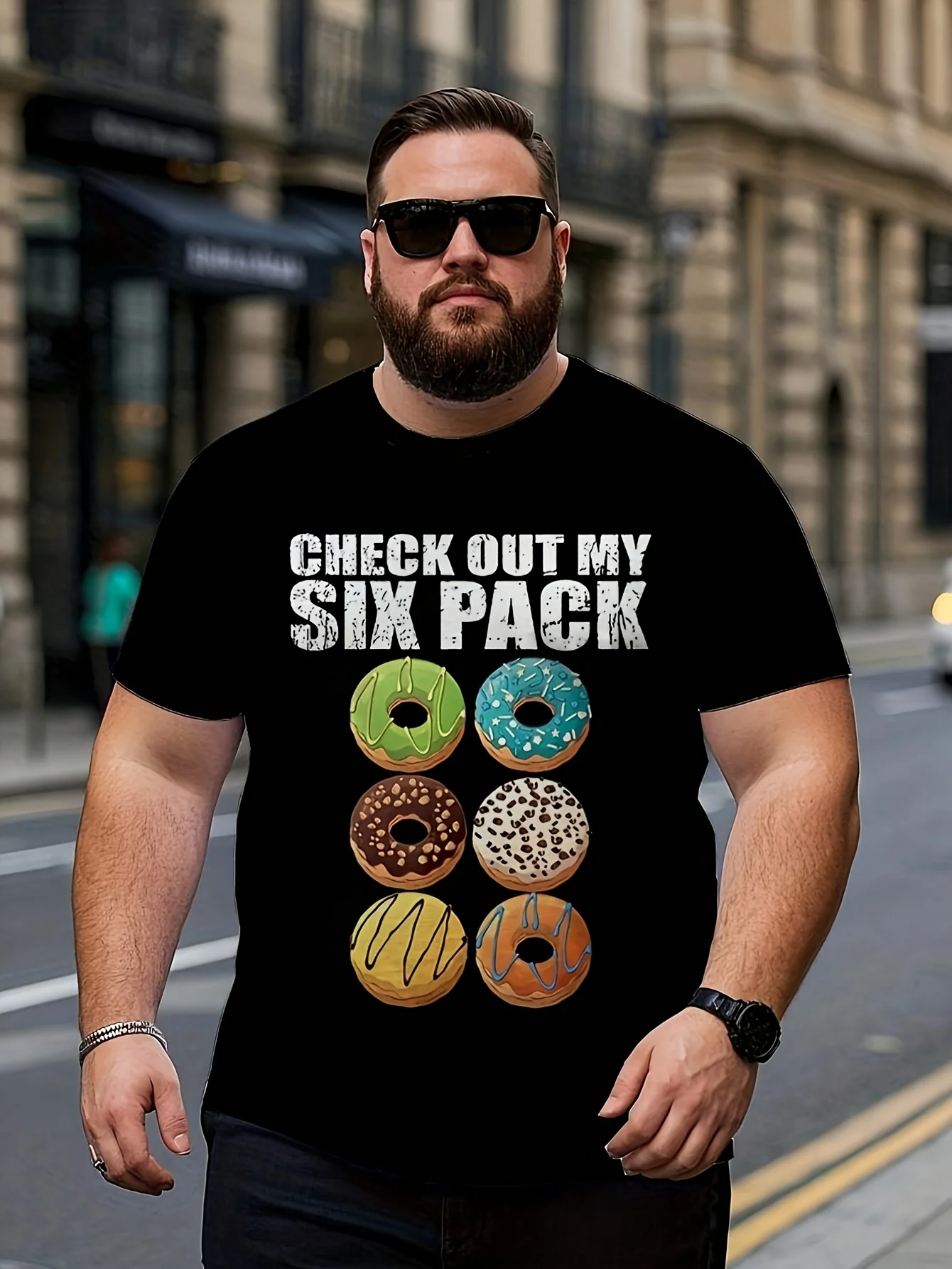 Colorful Donut Pattern Print T-Shirt 100% Cotton O-Neck Short Sleeve Summer Casual Mens T-shirt Streetwear