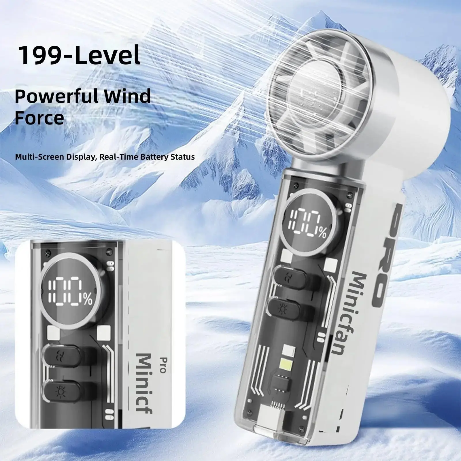 

Rechargeable Portable Cooling Fan,Handheld Fan with LED Battery Display, 199 Speeds High-Speed Fan for Summer, Travel & Camping