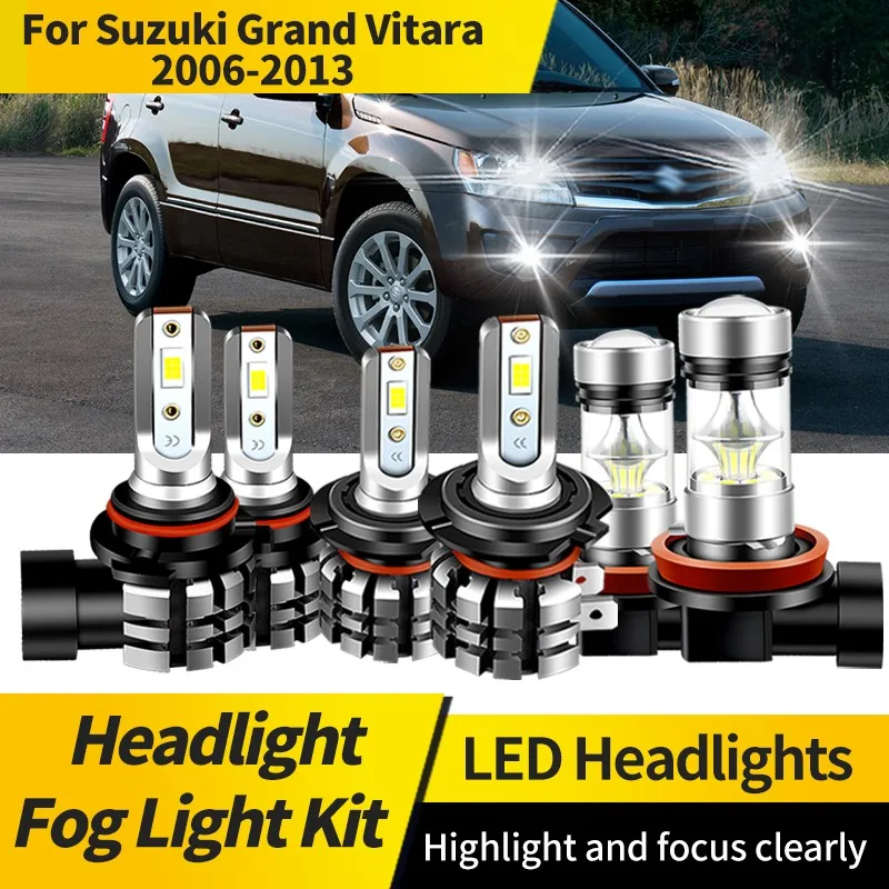 

2PCS/6PCS Canbus 9005 HB3 H7 Hi/Lo Beam White LED Lamp Headlights Bulbs H11 Fog Lights LED Bulbs For Suzuki Grand Vitara 06-13