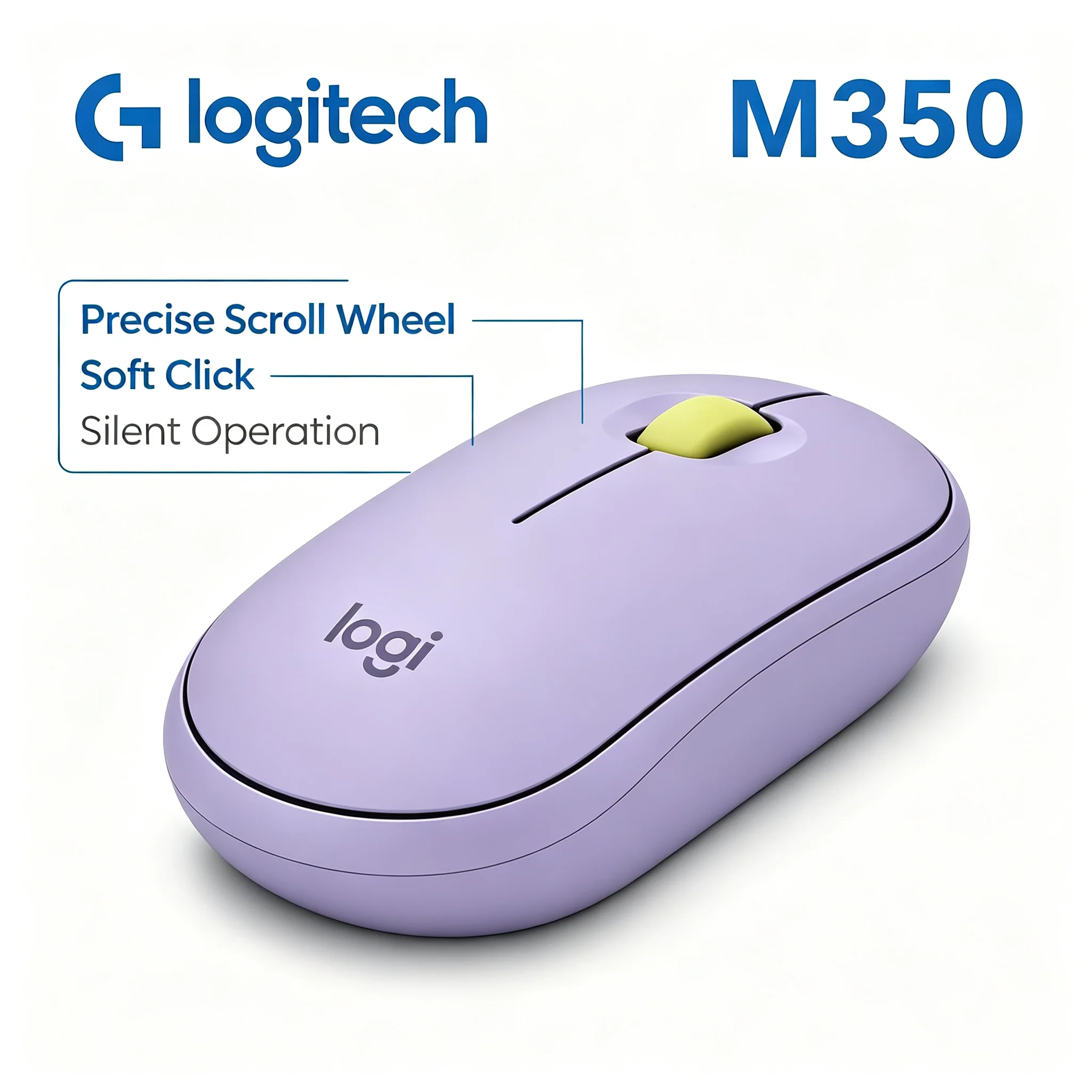 Logitech M350 Office Wireless Mouse Ergonomic Shape Soft Silent Click Desktop Mice