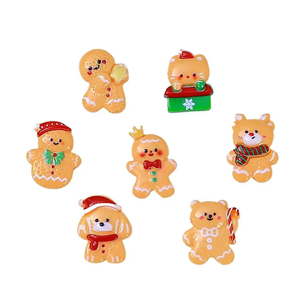 5 قطع صغيرة من رجل خبز الزنجبيل لعيد الميلاد الكرتوني DIY إكسسوارات مجوهرات كريم الغراء الراتنج إكسسوارات دبوس الشعر مادة فنية للأظافر