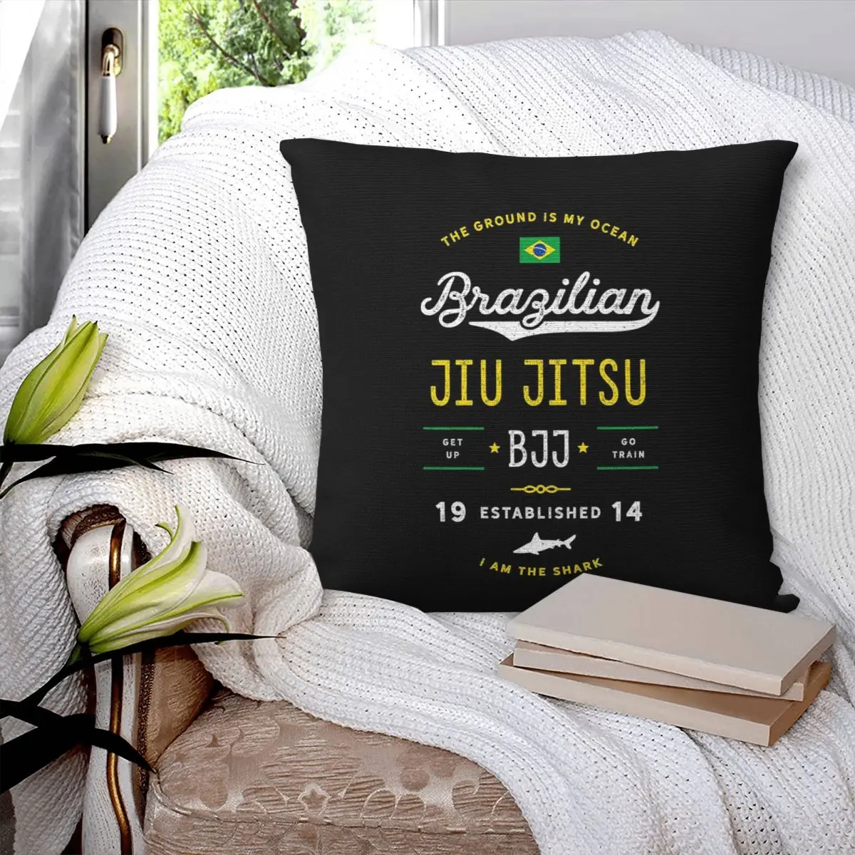 

Brazilian Jiu Jitsu Sharks Square Pillowcase Cushion Cover Pillow Case Throw Pillow Cover for Home Bedroom Car