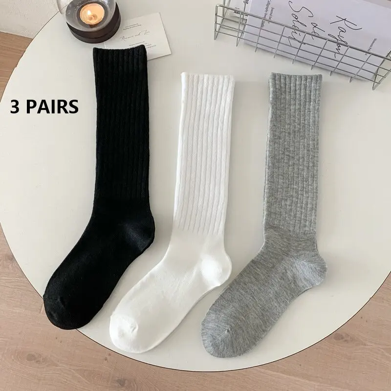 

Шерстяные носки до середины икры, осенне-зимние утолщенные носки кофейного цвета, японские носки до колена, носки с двойной иглой для женщин