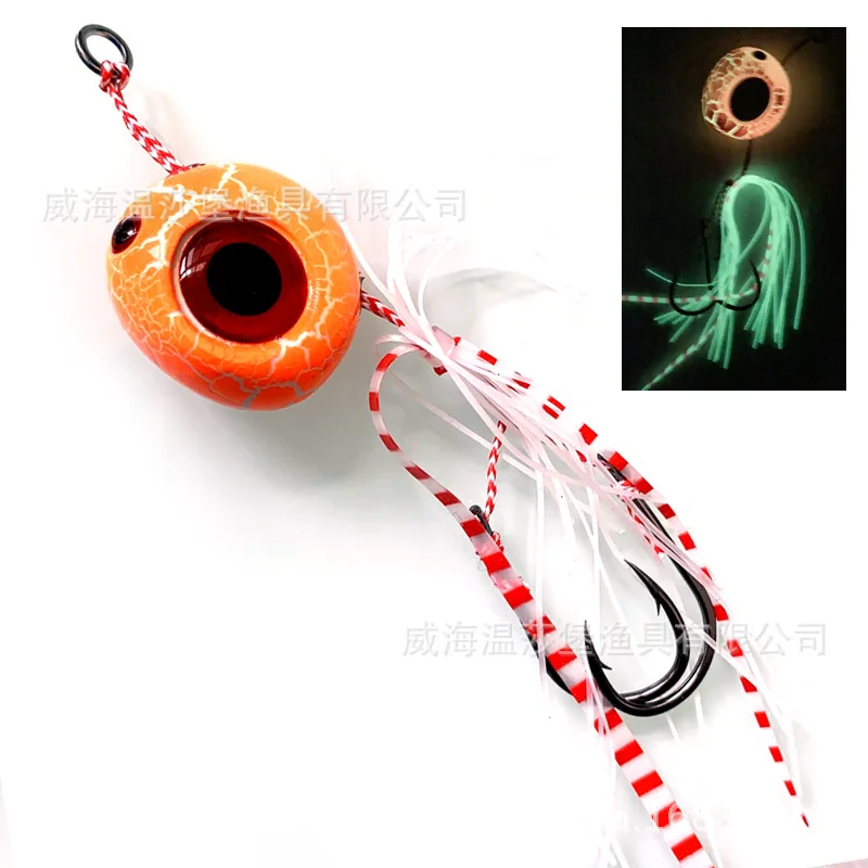 

50g/150g/120g/100g/80g/60g Tenya Glow Lumious Kabura Pesca Slider Snapper/Sea Bream Jig Head with Skirt Jigging Tai Rubber Lure