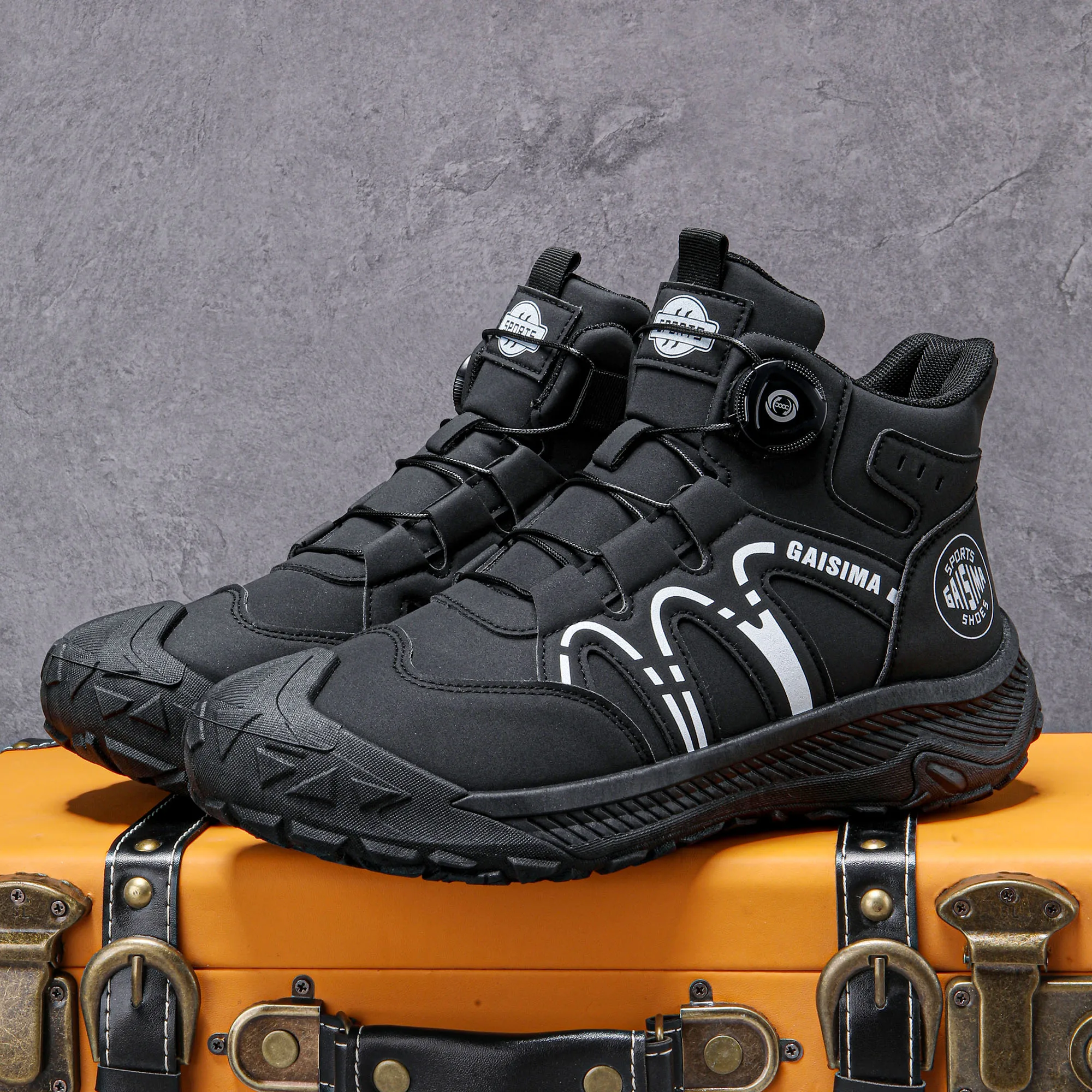 

Мужские высокие ботинки, спортивная обувь для активного отдыха, противоскользящие и износостойкие походные ботинки с вращающейся застежкой, мужская обувь